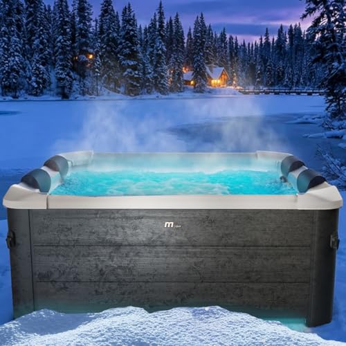 BRAST Whirlpool MSpa Oslo mit Fester Außenwand | LED-Beleuchtung mit 20 einstellbaren Farben für 6 Personen | 160x160x65cm | 120 Massagedüsen | Ganzjähriger Einsatz Winterfest | In & Outdoor Pool