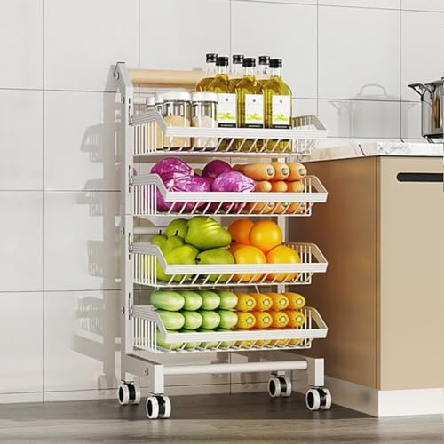 Carrito de almacenamiento con ruedas ajustable y estante metálico de gran capacidad