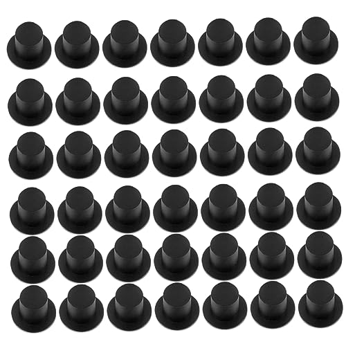 Licsaliwe Christmas Mini Top Hat, 50pcs Black Plastic Miniature Chapeau pour décorations de fête d'artisanat DIY, Prop photo de vacances