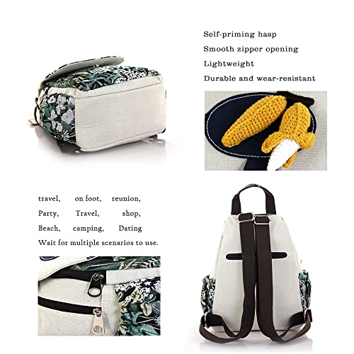 Image of Womens Boho Cotton Hemp Cloth Backpack Boho Vintage Embroidered Casual Purse Handbags Messenger Bag Corn
