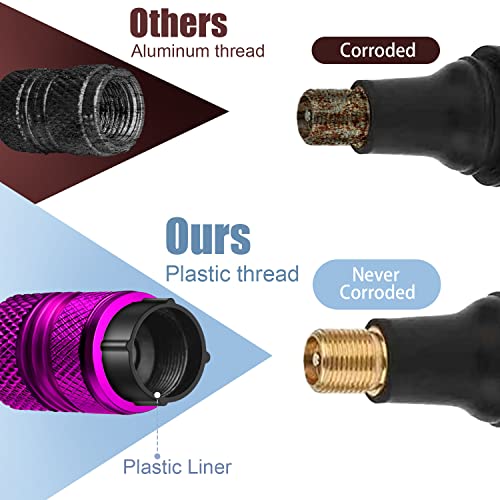 Image of Tire Valve Stem Caps for Car Tires Air Caps Cover 8 Pack Corrosion Resistant Premium Alloy Leak-Proof Universal for SUV Truck Motorcycle Bike Purple