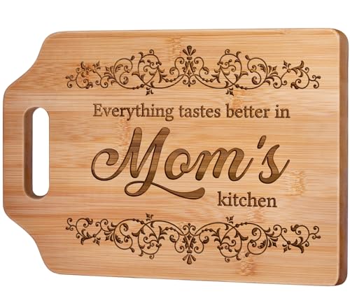 AceThrills Mothers Day Gifts for Mom Gifts, Mom Birthday Gifts for Moms from Daughter Son - Engraved Bamboo Cutting Board 12.3'L x 8.7'W x 0.4'Th