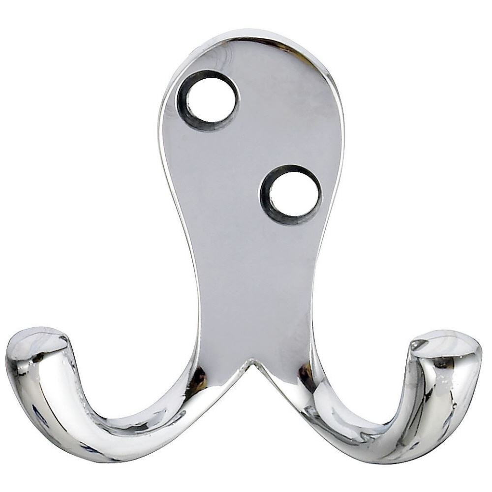 Direct Hardware Chrome Twin Hat And Robe Coat Hanger Clothes Hook Cp With Screws ( Pack Of 2 )