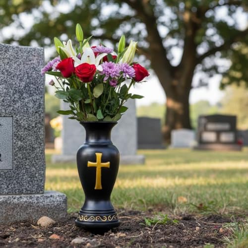 Vase de cimetière porte-fleurs étanche protégeant vos bouquets du vent