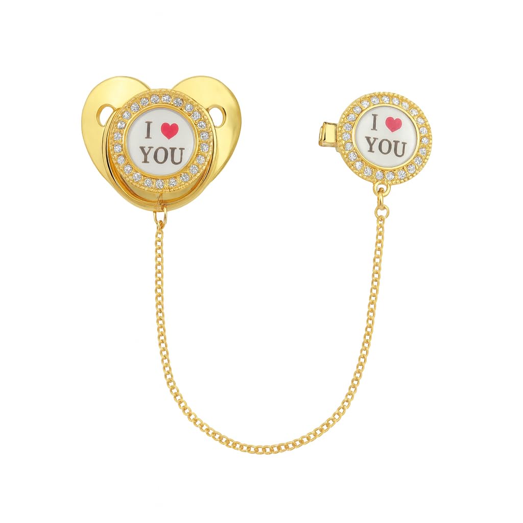 Luxury Crown Baby Pacifier with Chain – Gold | Safe, Non-Toxic, BPA Free, Elegant Gift for Baby Shower (0–12 Months)-image-5
