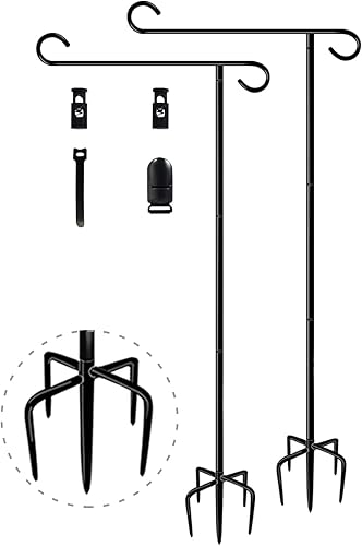 Miniatura 1 de BALIE SPACE Soporte de bandera de jardín de 49 pulgadas de alto con 5 bases bifurcadas para decoración de letreros de 12 x 18 pulgadas paquete de 2