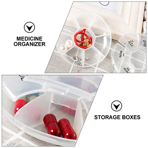 Healifty Porta-comprimidos, 10 compartimentos, organizador de medicamentos, 7 dias, recipiente redon