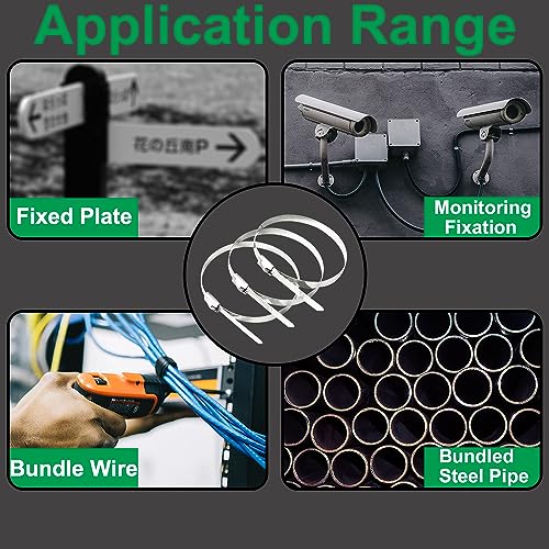 AIRTAK 4.6x270mm Premium Stainless Steel Cable Zip Ties with Self-Locking(100 pack),Metal Cable Zip Ties for Indoor and Outdoor - Thumbnail 6