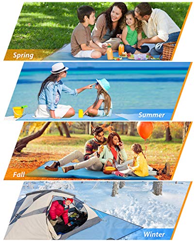 Beach Blanket,Bymore Sand Free Giant Beach Blanket Mat(9\'x10\') for 7-10 Adults,Waterproof Sandproof & Lightweight Oversized Picnic Beach Mat with 6 Stakes for Travel Camping Hiking and Music Festivals