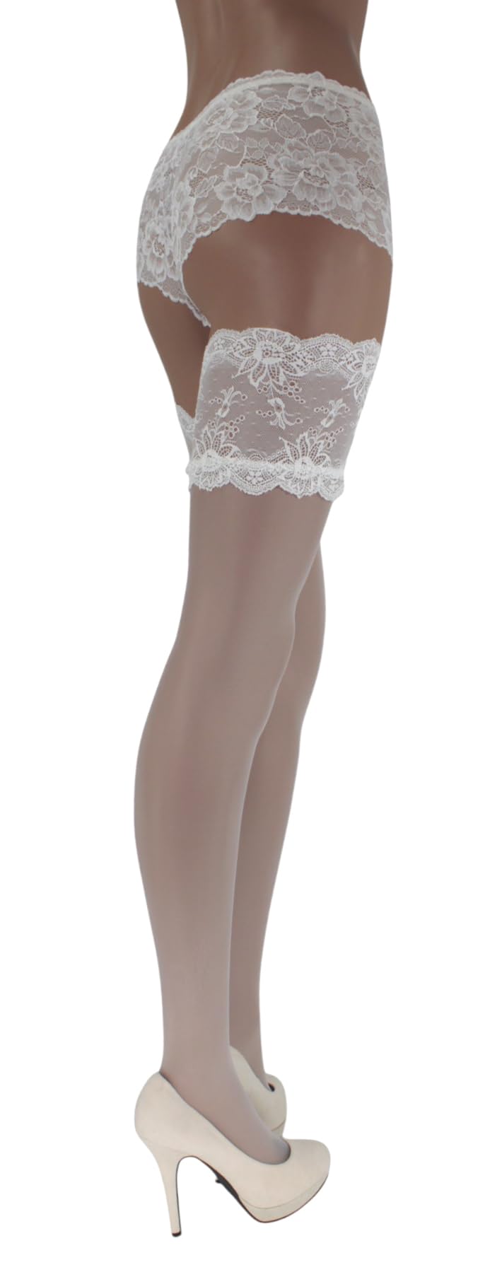JUST BEAUTY TOUCH 13cm Deep Lace Top Sheer Hold-ups-stockings 15 Denier Hold-Ups