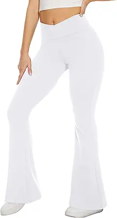 TNNZEET Black Flare Leggings for Women, Crossover Yoga Pants with Pockets Bootcut Flared Leggings