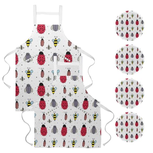 Tablier de serveuse anti-tache lot de 2 ajustable avec broches de fixation