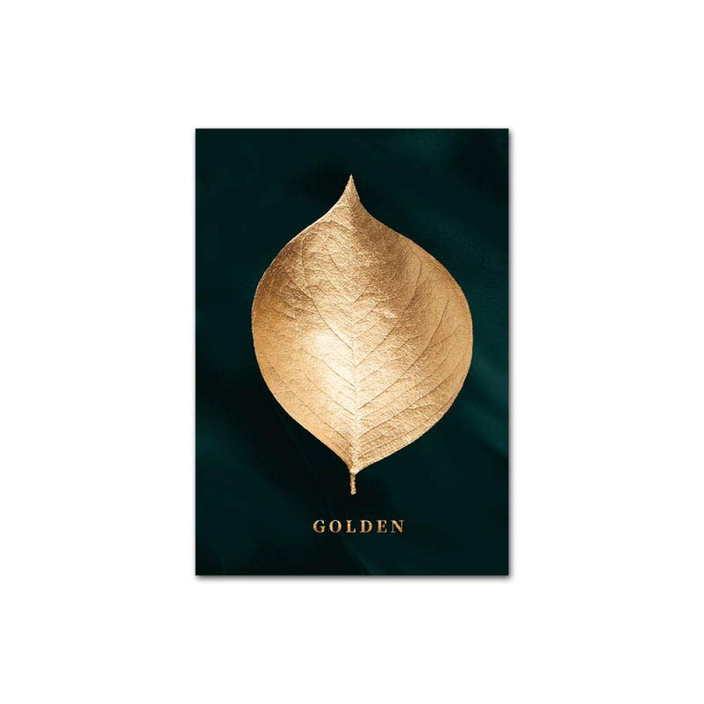 Hoja De Oro Arte Abstracto De La Pared Cartel E Impresiones Estilo Moderno Cuadro En Lienzo Pintura Botánica Arte Contemporáneo Sala Entrada Decoración Imagen 50 * 70Cm*3
