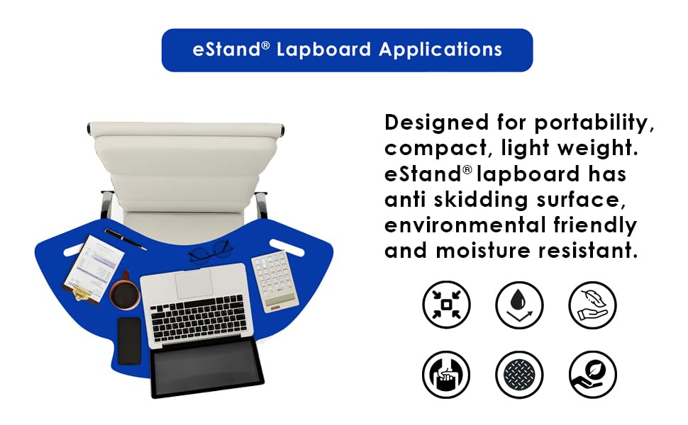 Image of Lap Board for Study | Home | Dining | Office | Laptop | Computer Desk | Reading & Writing | Multi-Purpose | Made in India | (Blue, SPIDER-LB-30X16-BLUE)