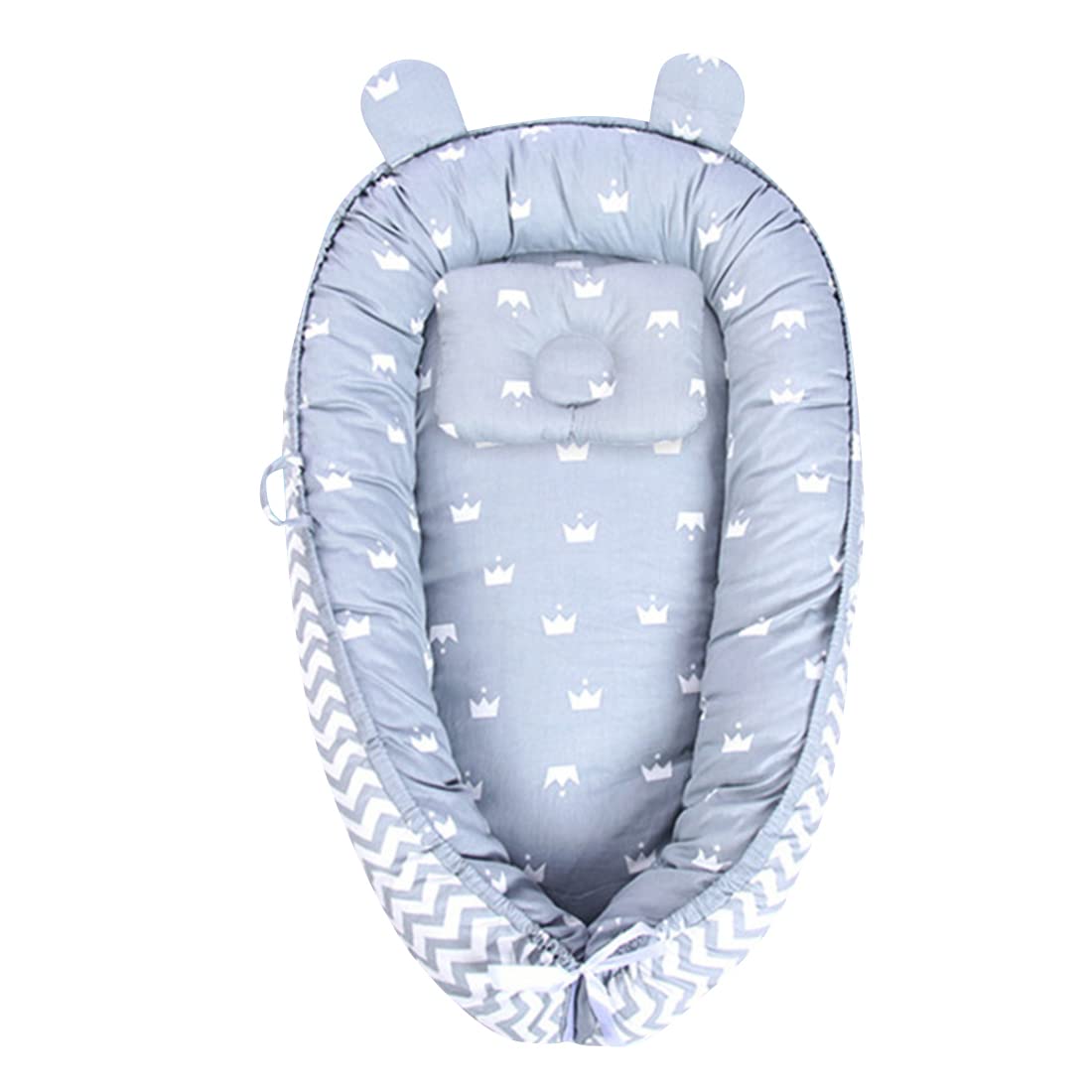 Star BabiesPortable Lounger Sleeping Pod - Grey Stripe