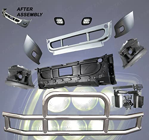 QSC Truck Parts 6 PCS Bumper LED Fog Light Deer Guard Set for Freightliner Cascadia 08-17