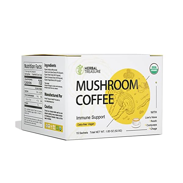 WL Herbal Treasure Mushroom Coffee Instant Coffee Packets Substitute