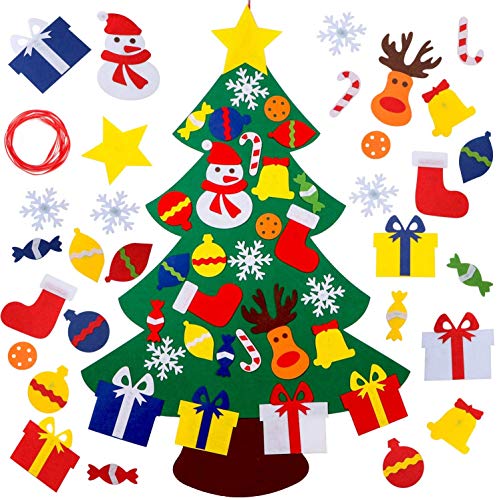Yeahbeer Felt Christmas Tree For Kids Wall, 3.2Ft Felt Christmas Tree With 30 Detachable Diy Christmas Ornaments,Xmas Gifts, New Year Door Hanging Decorations #TOP1