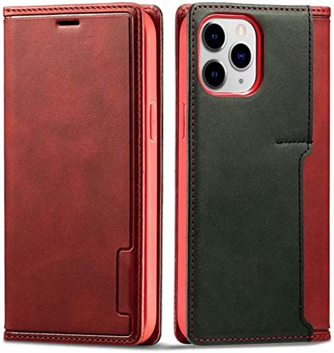 Étui en cuir iPhone 12 Pro SCHIK rouge, housse portefeuille premium