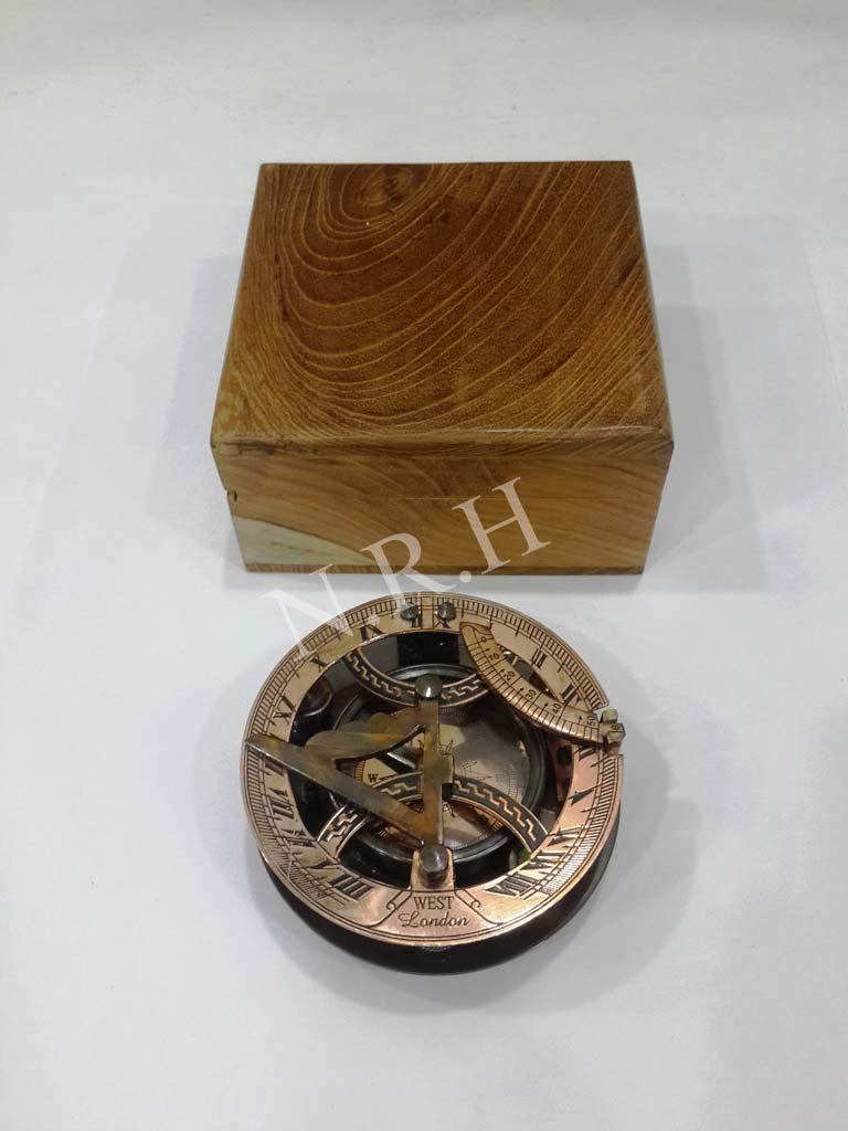 Nautical West London Brújula de cobre Sundial Brújula de navegación de latón