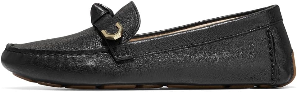 Cole Haan Women's Evelyn Bow Driver Driving Style Loafer, Black Leather, 9