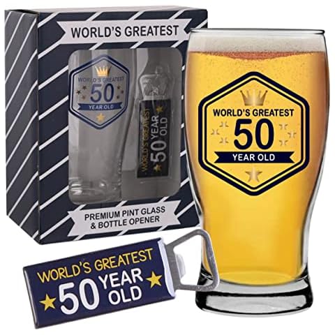 50th Pint Glass 50th Beer Glass and Bottle Opener Gift Set for 50th Birthday Gifts for 50th Gifts for 50th Presents 50th Birthday Gifts Beer for Him Cover