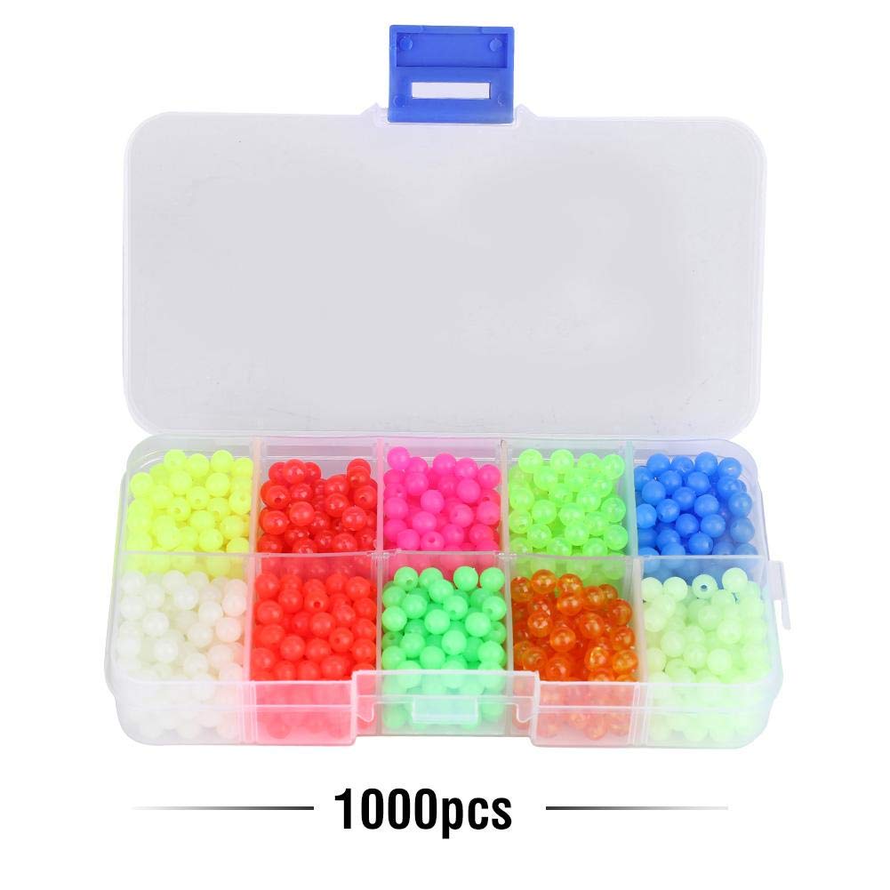 Yosoo Health Gear 1000PCS Kit de Cuentas de Pesca Surtidas, Cuentas de Pesca de Resplandor Luminoso Herramientas de Aparejos de Pesca para Plataforma