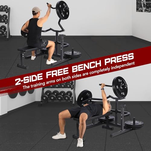 Chest Press Machine with Adjustable Flat Bench,Versatile Bench Press Rack for Home Gym,Bench Press Machine with Independent Converging Arms,Heavy-Duty Steel Structure with Smooth Bearings