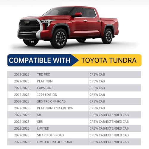 Image of Mud Flaps for Toyota Tundra 2022-2026 No-Drill Splash Guards Set of 4 | All-Weather Front & Rear Mudguards | Fits SR5 /Limited /TRD Pro (Excludes SR Models)