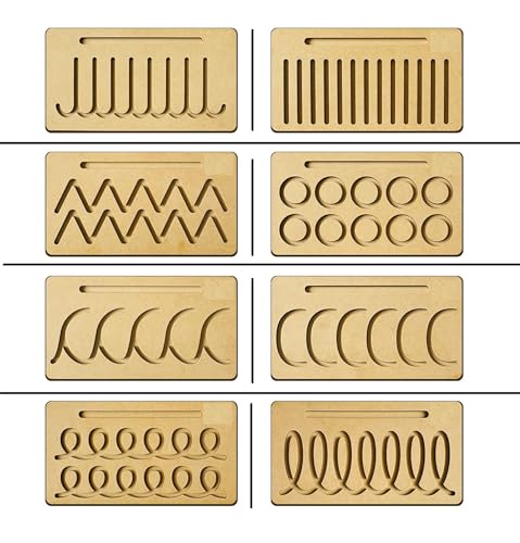 Image of RCW Educational Wooden Tracing Board for Kids | Reading & Writing Board Toys for 2+ Years Old Kids | Double Sided Set of 4 (Set of 8 Type Multi Pattern) (4 Pieces Only)