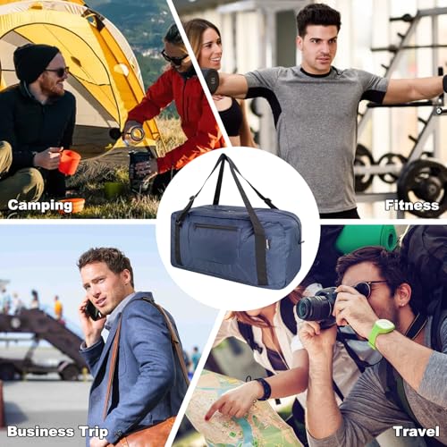 Image of HOLYLUCK Foldable Travel Duffel Bag For Women & Men Luggage Great for Gym -55L, Navy Blue