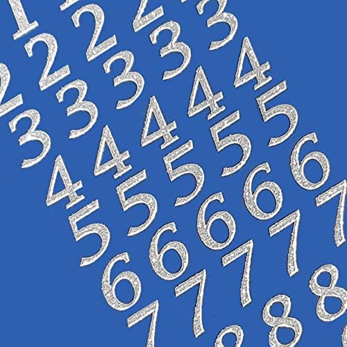 15mm Silver Glitter Script Number Stickers - Self Adhesive Birthday Card Embellishments