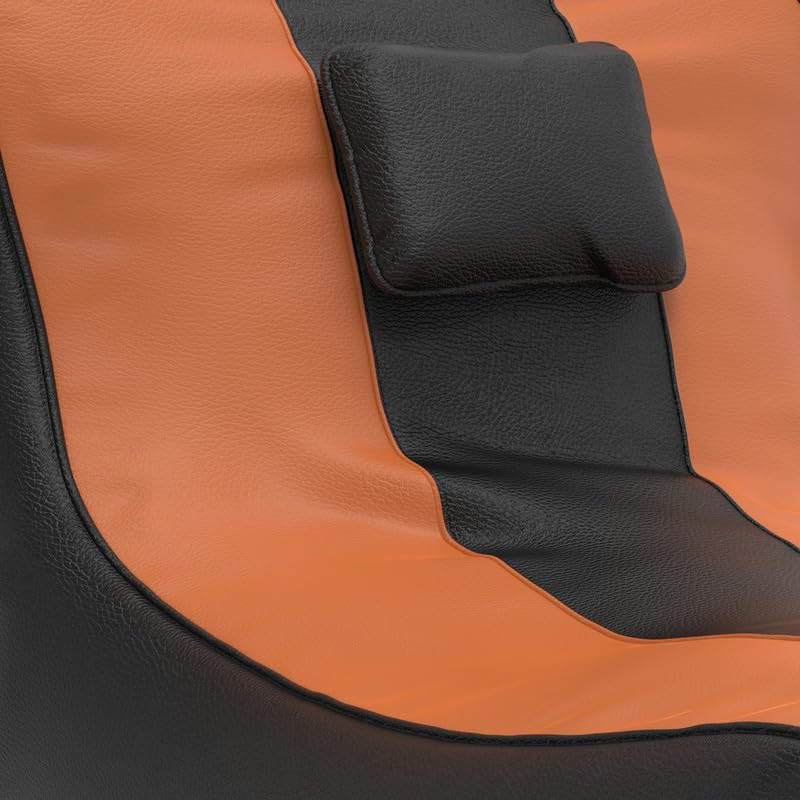 Image of Biggie Bean Bag with Beans Filled 6XL Zuno Lounger-Laziness Pro Max-Crafted for Comfort-Styled for Elegance with Free Cushion & Footrest (Matching Color : Leatherette Black Tan-Brown)