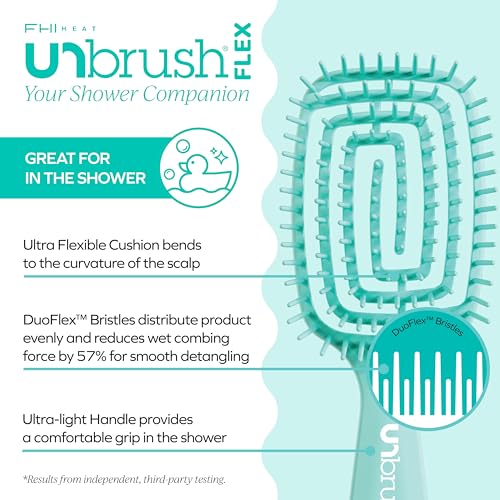 Image of FHI Heat UNbrush Flex Detangling Brush - Ultra-Flexible, Pain-Free Hair Brush Detangler with DuoFlex Anti-Static Bristles for Removing Tangles, Massaging Scalp & Faster Styling