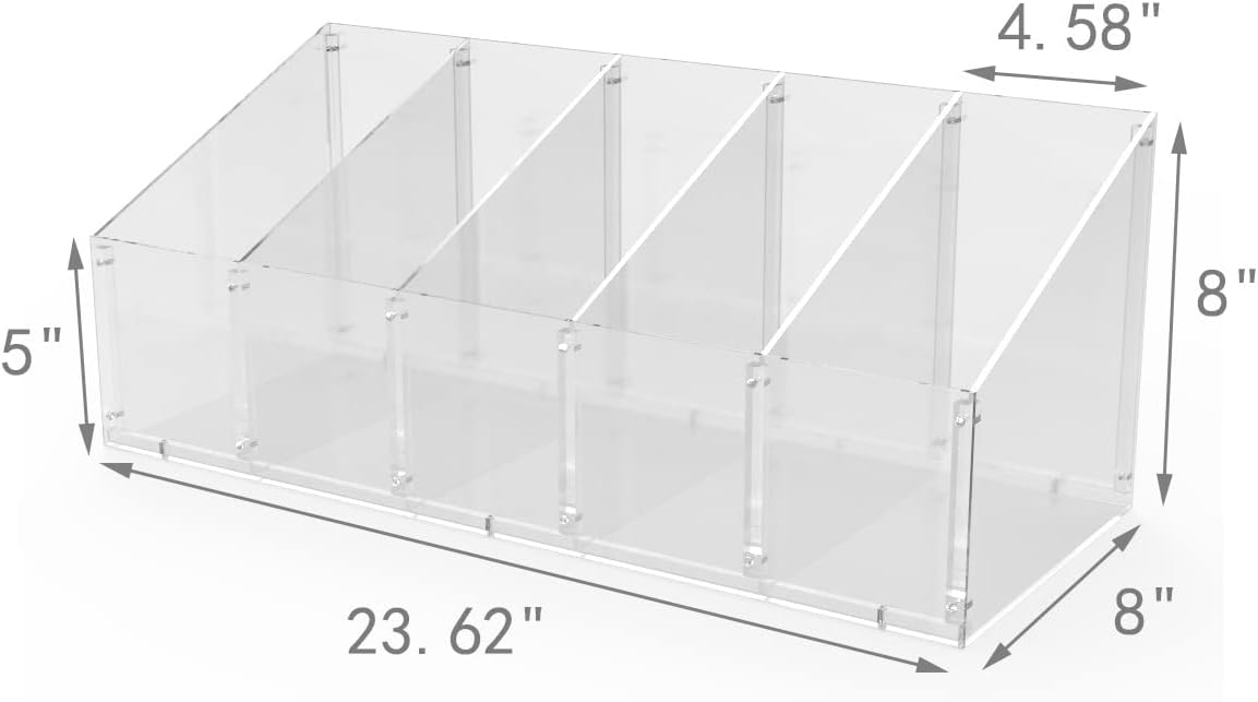 FixtureDisplays® 24 X 8 X 8", 5-Slot Divided Candy Bulk Bin Clear Acrylic Countertop Display Assembly Video in Descripion 100808