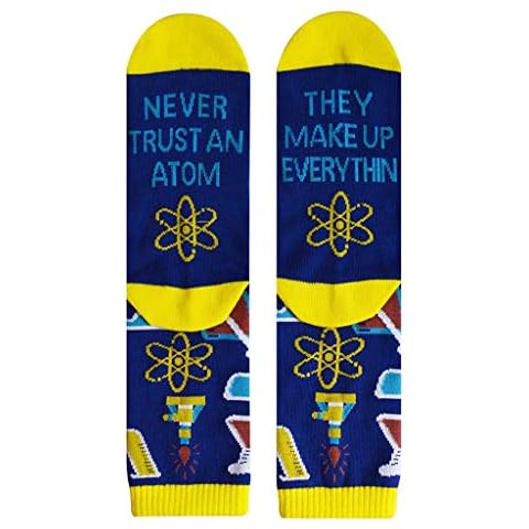 MIKI-Z Novelty Funny Saying Crew Socks Colorful Books Science Math Letters Hosiery Gift Cover