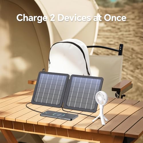 Image of Portable Solar Panel 10W,Waterproof IP65 Foldable Solar Charger Small & Lightweight With Dual USB Outputs(5V /2A Max),Compatible With iPhone,iPad,Samsung For Outdoor Hiking Camping Backpacking