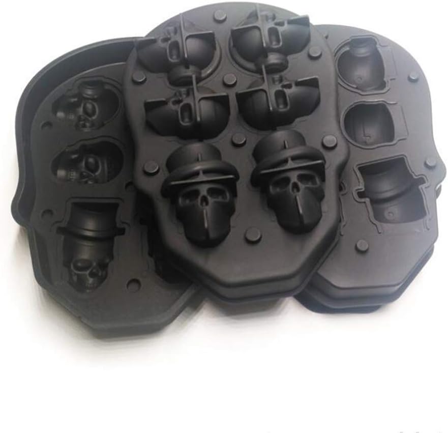 Sunday 7 cool 3D skull ice mold food grade soft silicone ice tray，ice skull cubes maker for bar、party and club，suit for whiskey, cocktails, vodka, juice popsicles，ect. Gift funnel. (5)