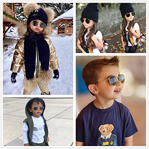 Jovakit Kids Small Round Polarized Sunglasses For Baby Girls Boys Age 4-10 Classic Metal Frame 100% Uv Protection (Gold/Grey) #TOP4