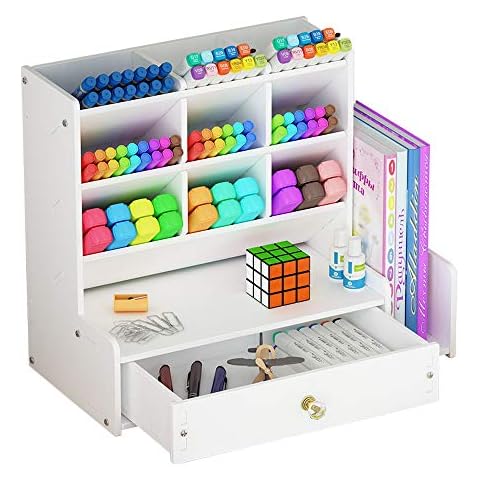 Organizador de escritorio NUODWELL con cajón blanco y gran capacidad Cover
