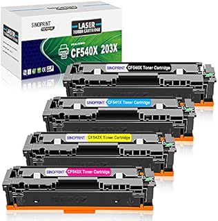 SINOPRINT Compatible CF540X Toner Cartridge for HP 203X CF540X HP203X 203A CF540A HP203A for HP Color LaserJet Pro MFP M281fdw M281fdn M280nw M281cdw, Pro M254dn M254dw M254nw Printer (4-Pack, BCMY)