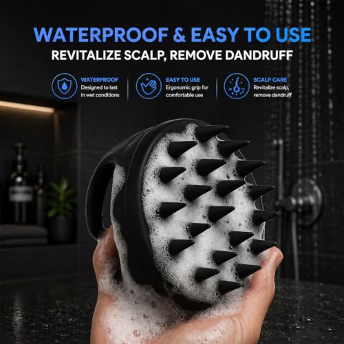 Image of MILDCARE Jumbo Scalp Massager Brush (Black) | Soft Silicone Shampoo Brush for Deep Scalp Cleaning, Gentle Exfoliation & Relaxing Head Massage | Hair Oil Massage & Dandruff Care | Wet & Dry Use Enhanced Hairwash | For Men & Women