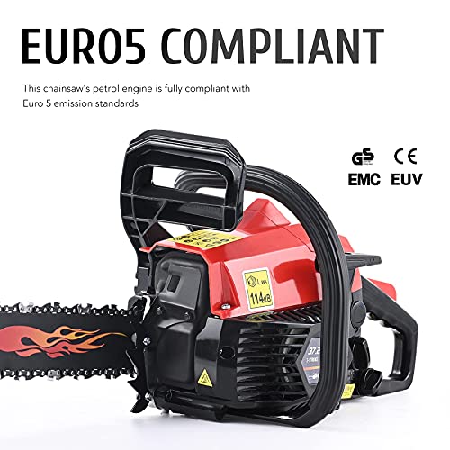 Orion Motor Tech Benzinkettensäge 37cc Kettensäge Motorsäge Benzin 35,5 cm Handkettensäge mit Handschutz für die… – Bild 5