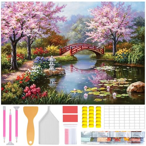 Amyaker ダイヤモンドアート キット ダイアモンドビーズ絵画キット DIY 手作り絵画 モザイクアート 5D モザイクアート ダイヤモンド塗装 全面貼り付けタイプ 30x40cm 春の風景