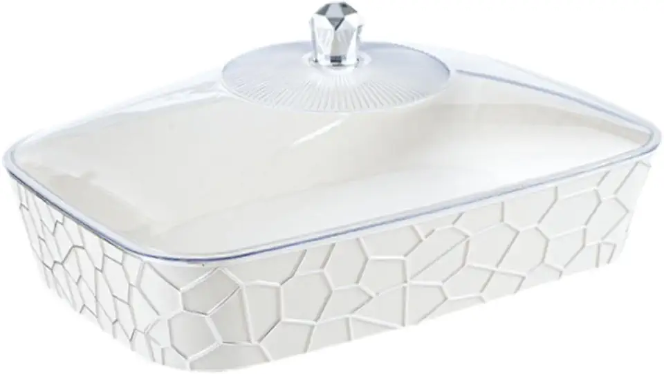 Bandeja de Armazenamento de Alimentos com Capa para Lanches, 36.8cmx24.3cmx16.1cm