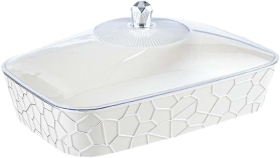 Bandeja de Armazenamento de Alimentos com Capa para Lanches, 36.8cmx24.3cmx16.1cm