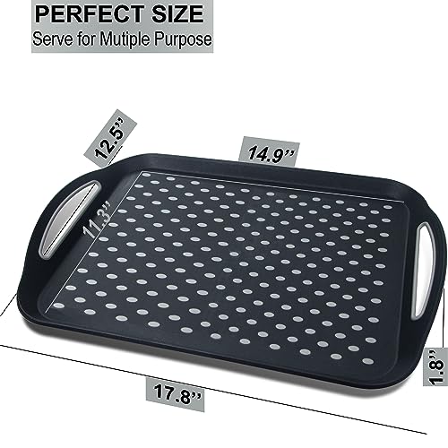 Czlizdyt CZLIZDYT-01 Large Nonslip Serving Tray With Handles, Silicone Grippy Dots Food Trays For Eating, Dishwasher Safe Lap Trays For Breakfast Dinner Snack Fruit Appetizers Beverage thumb #2