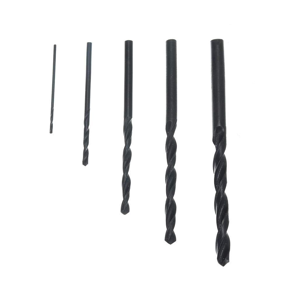 100 szt. 1/2/3/4/5mm zestaw wierteł krętych HSS z chwytem prostym, czarne powlekane wiertła do drewna