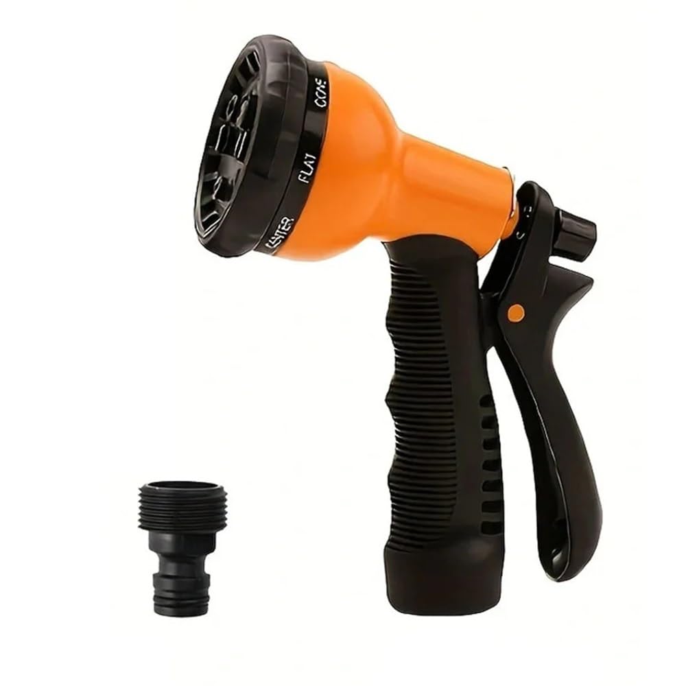 Shungong High Pressure Garden Water Gun - 8 Adjustable Spray Modes for Efficient Car Wash and Garden Irrigation(Orange)