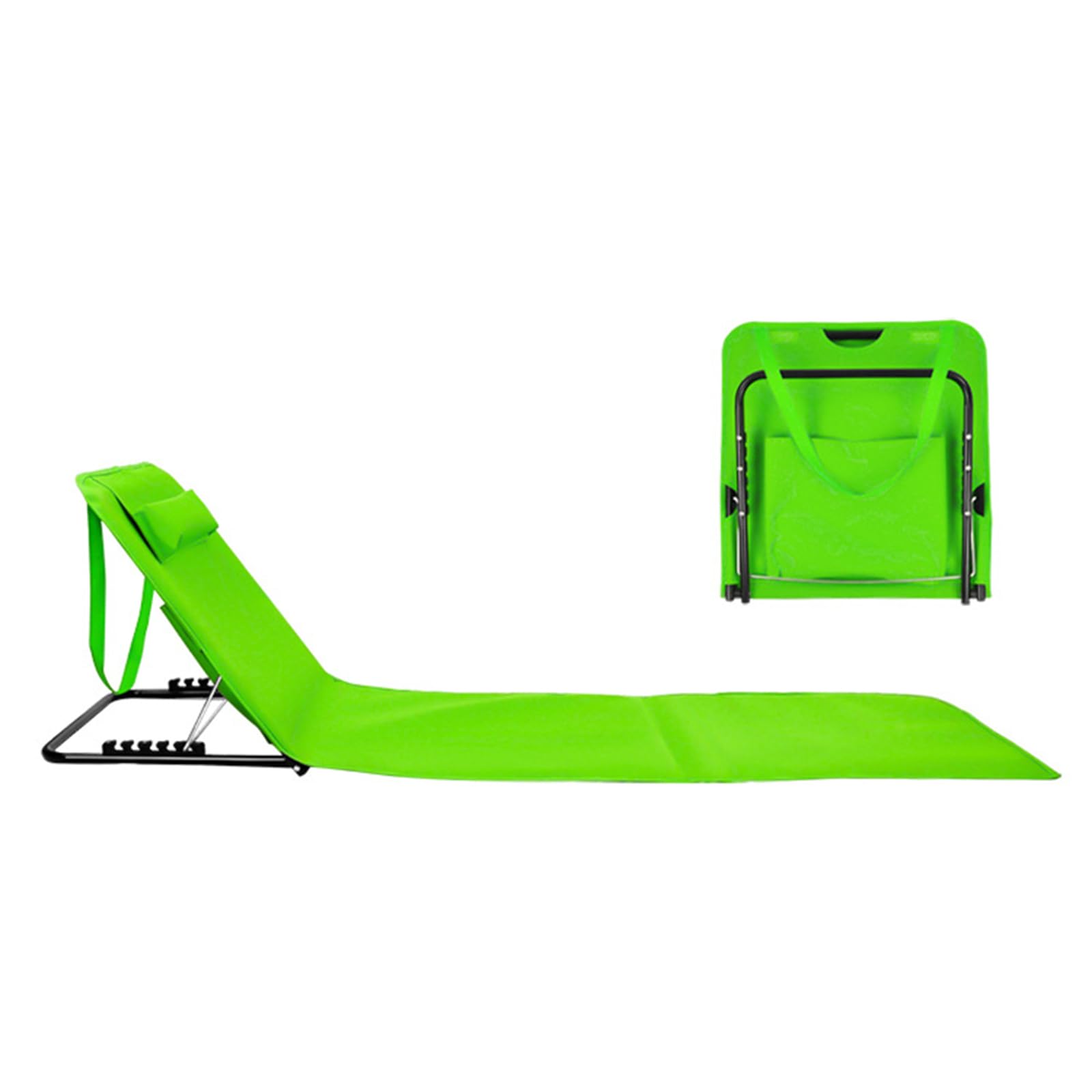 Tapis de plage portable et chaise longue pliante verte en Oxford
